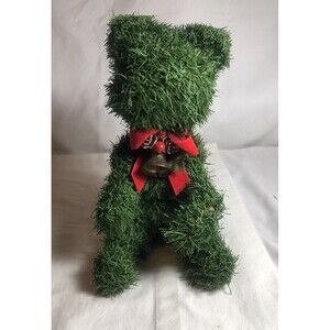 Topiary Teddy Bear Fir Holly Artificial Pine Holiday Decor “8” Tall